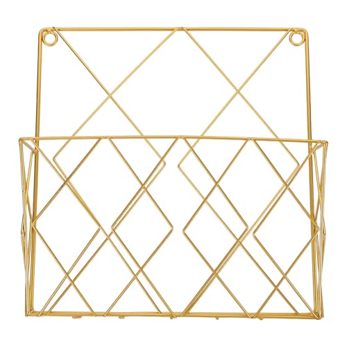 MAGICLULU Organizador de Pared de Hierro Forjado Revistero Dorado, Estante Colgante para Periódicos, Carpetas y Libros, Adecuado para Oficina y Hogar