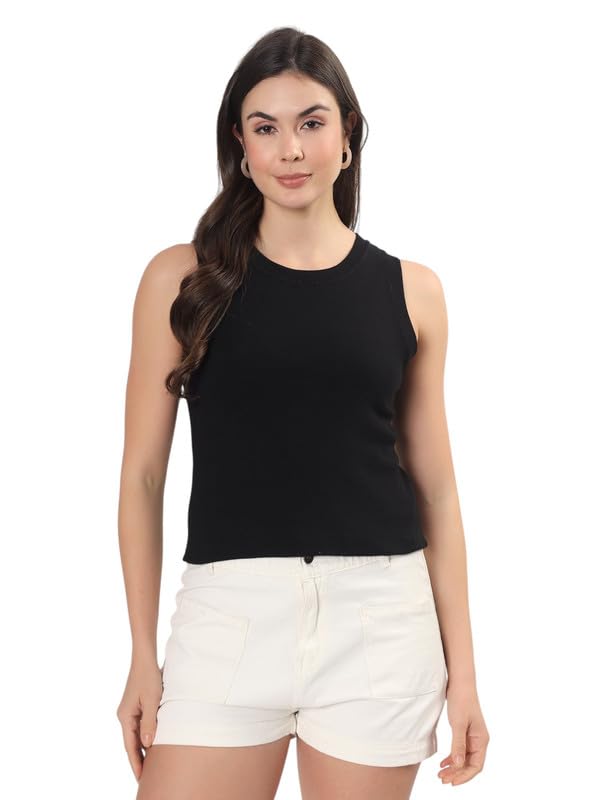 unusual soul Women Ribbed Vest Cotton Sleeveless Stretch Fitted Casual Basic Solid Crop Vest Summer Crew Neck Soft Breathable Slim Fit Everyday Wear S,M, L, XL, XXL-picture-23