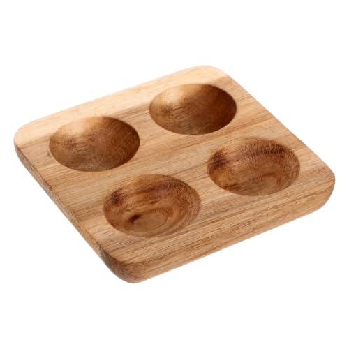 Alipis Wooden Egg Holder Tray 4 Slots Storage Rack for Refrigerator Deviled Egg Tray Fresh Keeper Hen Rack Kitchen Stand