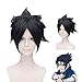 Produktbild HOOLAZA Schwarze, kurze, flauschige Perücke 30cm Naruto Uchiha Sasuke Cosplay Perücke(EINWEG)