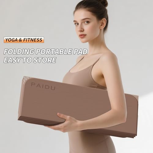 Foldable Fitness Yoga Mat | 2/5" (10MM) Extra Thick | SGS Certified Non-Slip TPE | 75x26" Extra Long-Wide | Portable & Easy Store | for Yoga, Pilates, Home Gym & Full-Body Workouts - Image 4