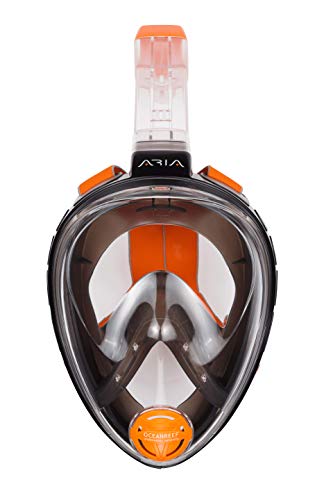 OCEAN REEF ARIA Snorkeling Mask - Full Face Mask with Panoramic View, Easy Breathing Anti-Fog System, Anti-Leak and Dry Top, Small Size, Color Black