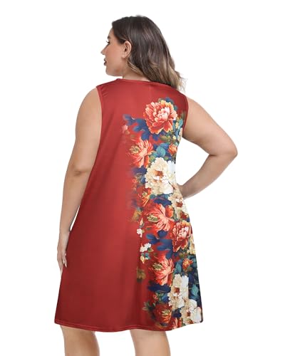 Image of elescat Plus Size Summer Dresses for Women Sleeveless Pockets Beach Tshirt Tank Sundress 2026