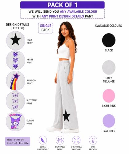 Image of Girls Wide Leg Casual Pant with Graphic Print Pack of 1