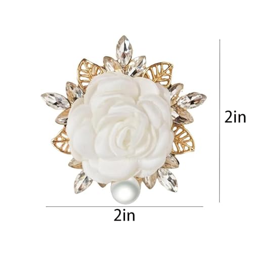 Image of Rose Flower Brooch for Women Large Flower Brooch Elegant Pearl Brooches Handmade Crystal Pearl Pins Fabric Floral Lapel Pin Christmas Valentine's Day Dress Suit Accessories