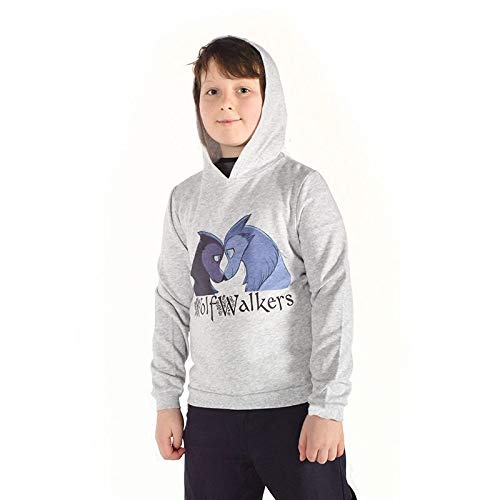 WolfWalkers Grey Hoodie Sweatshirt for Kids, 100% Cotton3