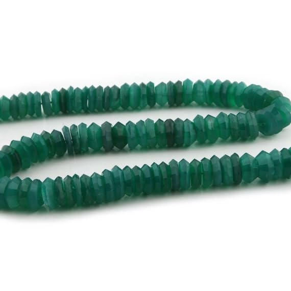 Green onyx rondelle beads 10mm-11mm perles en pierre naturelle verte facettée Garman SB52