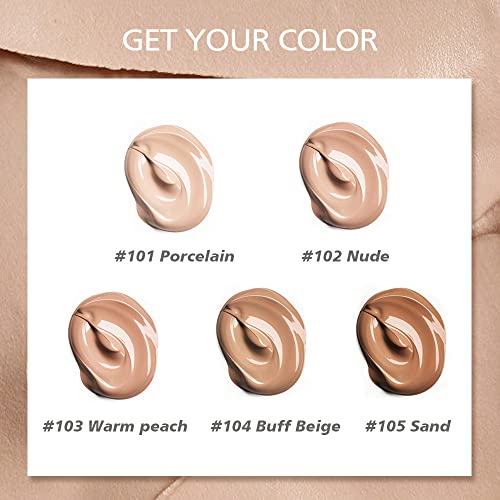 Foundation,Flawless Soft Matte Liquid Foundation 24Hr Oil Control Concealer Foundation Makeup (#103 Warm Peach) #TOP1