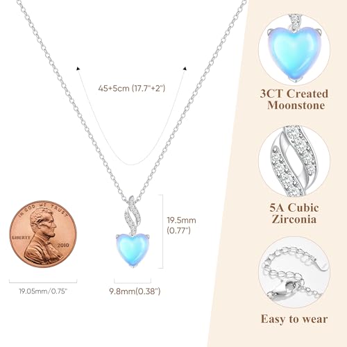 925 Sterling Silver Moonstone Necklace New Beginnings, Created Moonstone Jewelry June Birthstone Necklace for Women, Inspirational Birthday Graduation Gifts for Her Best Friend Sister Daughter Mom3