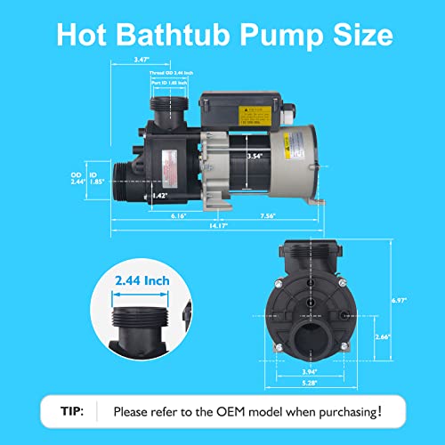 Image of 1.5HP Bath Pump & Hot Tub Bath Pump - LX Pump Motor 110V - 120V, 1.5 inch Port, Compatible with OEM models - (Model: WCH150)