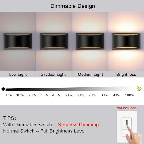 Image of Lightess LED Wall Sconce Light Indoor Dimmable Wall Lights Modern 12W Hallway Wall Lighting for Living Room Bedroom Stair, Warm White