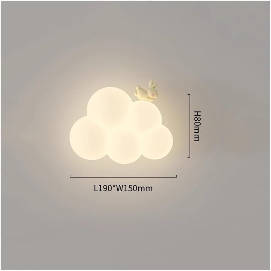 Kid's Bedroom Wall Lights with Cute Animal Cartoon Cloud Wall Sconces White Milk Shade Dimmable LED Nursery Wall Mounted Lamp for Children's Room Girl's/Boy's Living Room Luminaire Lamp