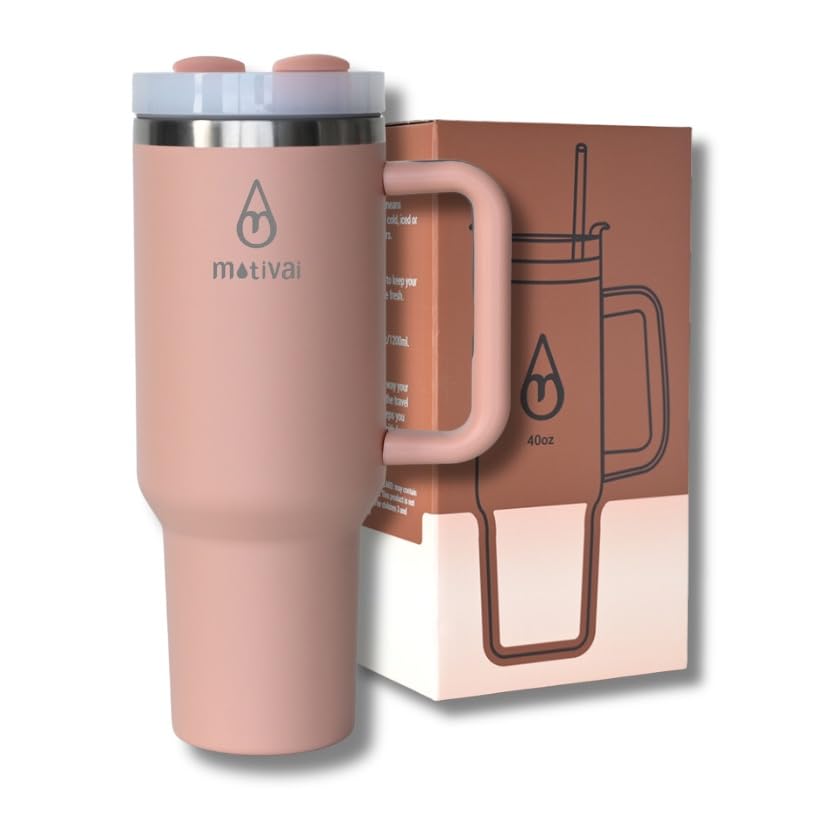Motivai® Tumbler - 40oz - Thermobecher mit Griff und Strohhalm - Edelstahlbecher - Travel Cup - Mug...