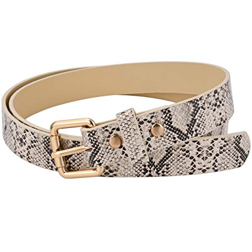 Ayliss Womens Belts Snakeskin PU Leather Slim Thin Waist Belt Casual for Jeans Dresses Pants