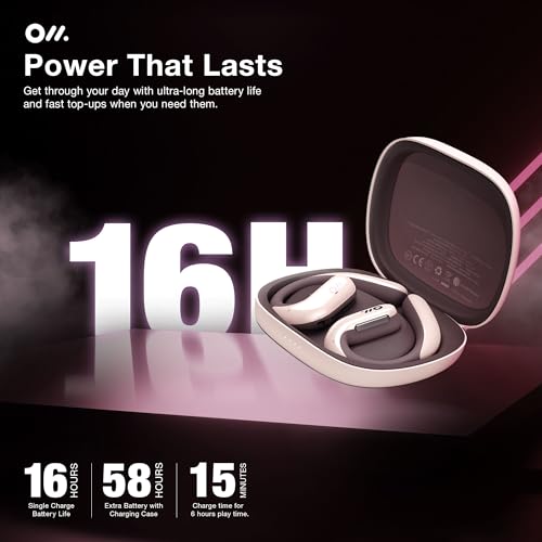 Image of Oladance OWS Pro Open-Ear True Wireless Headphones, Noise Cancellation, Stable Bluetooth 5.3 Connection, Amplifier Chip, Virtual Bass, 360 Superior Sound, 16H Playtime, Comfortable Fit (Pink)