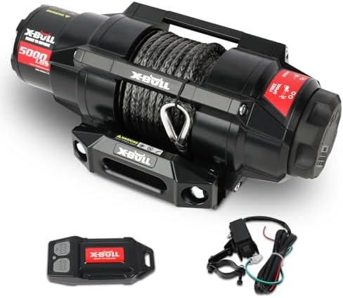 X-BULL 5000 electric winch with IP68 waterproof body and synthetic rope
