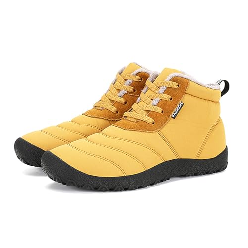 Helenbra Men's Winter Snow Boots,Hand Stitching Lace Up Outdoor Anti-Slip Waterproof Fur Lined Warm Sneakers Lightweight Flat Walking Shoe Casual Ankle Boots4