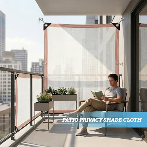 DUBTEDHOU Filet Pare-Soleil Blanc, Tissu d'ombrage Noir 50% avec Attaches à œillets for pergola de Plantes Patio, Plusieurs Tailles(4x4.0m/13x13ft) – vue 4