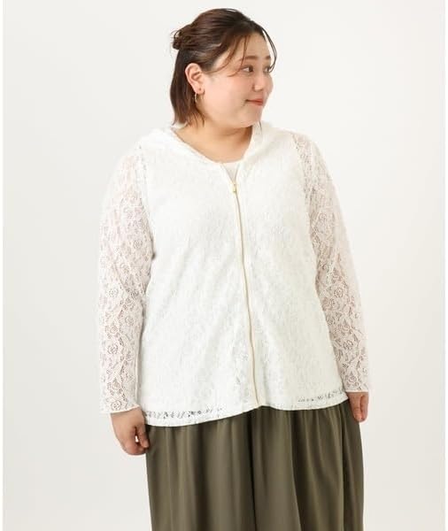 [エウルキューブ] 大きいサイズ レースジップアップフーディー