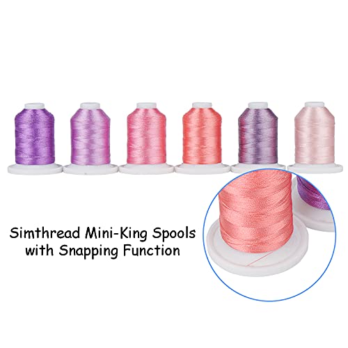 Simthread Embroidery Thread With Storage Box - 12 Options - 800 Yards/Spools, 9 Romantic Pink And Purple Colors For Embroidery And Sewing Machine #TOP3