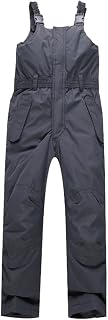 FZALYB Children's Ski Pants, with Side Pocket Adjustable Overalls, Winter Hiking Waterproof Salopettes(Size:92,Color:Grey)