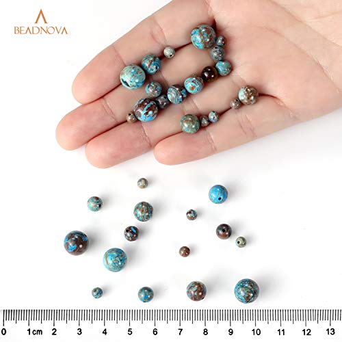 Image of BEADNOVA 8mm Crazy Blue Lace Agate Gemstone Round Loose Beads for Jewelry Making (45-48pcs)