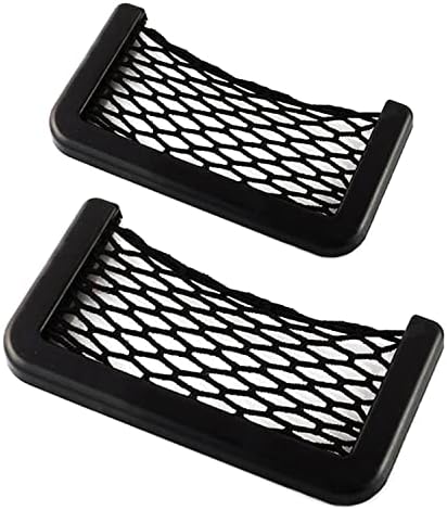 JJA Car Net Mesh Storage Bag, 2 Pcs Campervan Storage Net Bag with Plastic frame, Van Truck Pocket Organizer Holder Phone Wallet, Large Capacity Car Seat Back Pocket, Suitable for Car, Truck, Home Use