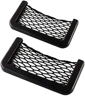 JJA Car Net Mesh Storage Bag, 2 Pcs Campervan Storage Net Bag with Plastic frame, Van Truck Pocket Organizer Holder Phone Wallet, Large Capacity Car Seat Back Pocket, Suitable for Car, Truck, Home Use