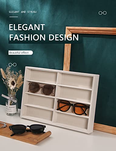 Coward Sunglass Organizer Tray, Beige Velvet Glasses Organizer Trays, Eyeglasses Watches Jewelry Display Organizer Tray Box For Men Women thumb #4