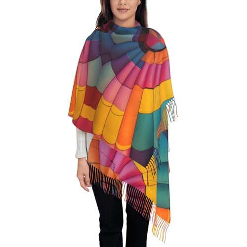 Hot Air Balloon Interior Print Tassel Scarf - Stylish And Cozy Accessory For Spring, Autumn, And Winter, 78" * 28"3