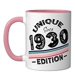 Unique Since 1930 Edition Birthday Vintage 1930 Ceramic Mug, Pink/White
