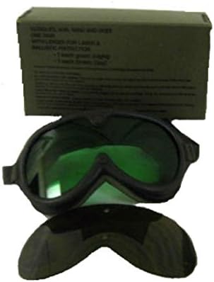 Authentic US Military Issue Sun Wind & Dust (SWD) Goggles with Type 5 Green (Night) and Type 6 Brown (Day) Ballistic Laser Protection Lenses. Injection Molded Rubber Frame with a Polyurethane Foam Backing with a Skin That Contacts the Face