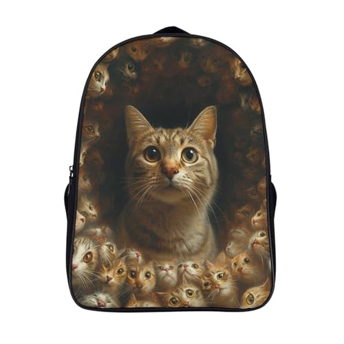 Mochila escolar de gato impermeable 40x28x16cm con correas ajustables
