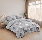 Etrexonline Juego de Funda Nórdica 3 Piezas para Cama 90 - Funda Edredón 150x220cm, 1 Fundas de Almohadas 50x110cm - Microfibra Suave y Transpirable - Diente Gris