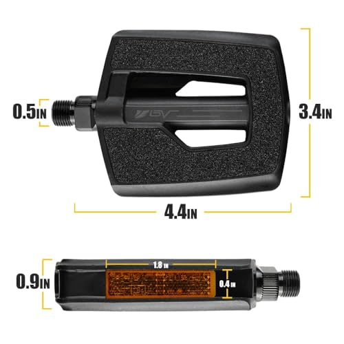 BV Bike Pedals with Replaceable Pins | Flat, Lightweight & Durable Bicycle Pedals with Great Grip | Made of Alloy Steel & Plastic - Ideal for BMX, Dirt Jumper, Hybrid Bikes & as MTB | Adult Fit