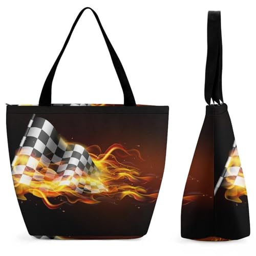Sac à bandoulière drapeau en feu femme grand sac à main à haute capacité