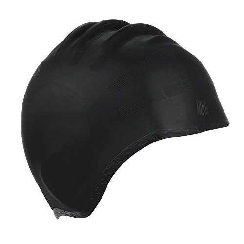 Kinsports Silicone Organic Anti-Allergy Elasticity Durable Swimming Cap, Does Not Pull Hair, Suitable for Short Hair Lady, Men and Children, Black
