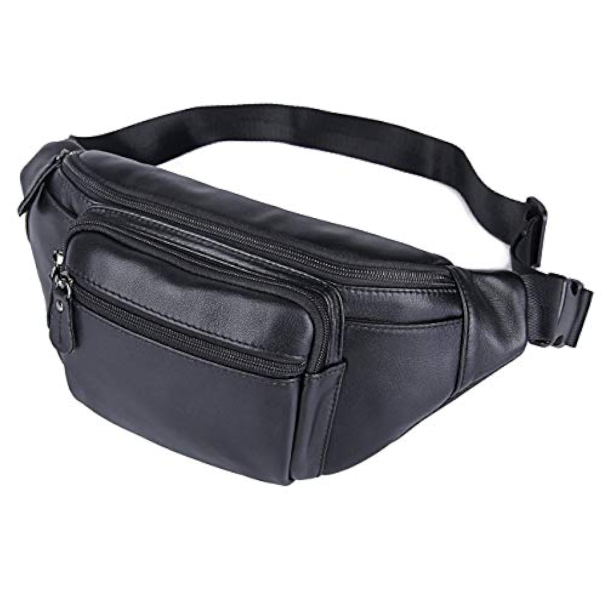 Classic Style Leather Fanny Pack/Waist Bag, Black