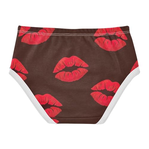 Girls Underwear Toddlers 2t Cotton Cute Panties Girl Personalized Briefs Girls Undies Red Lips Tan Brown2