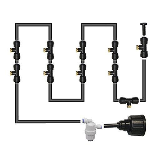 theBlueStone 40FT Mist Cooling System - 20 Brass Nozzles with in-Line Filter - Misters for Outside Patio Garden Greenhouse Trampoline for Waterpark Pet Deck Cooling