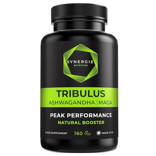 Tribulus Terrestris Fruchtextrakt mit 90% Saponinen, Ashwagandha 10:1, Schwarze Maca 20:1, Zink, Selen, Calcium & Vitamin D – 160 Kapseln – Nahrungsergänzungsmittel von Synergie Nutrition
