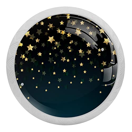 Boutons fluorescents ciel nocturne avec étoile dorée lot de 4 pour placard
