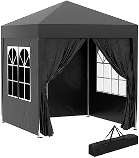 Outsunny 2m x 2m Garden Pop Up Gazebo Marquee Party Tent Wedding Awning Canopy New With free Carrying Case Black + Removable 2 Walls 2 Windows
