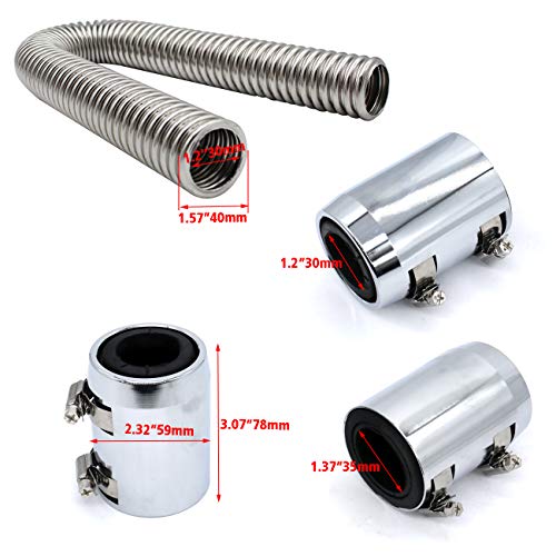 48" Chrome Stainless Steel Radiator Hose Kit, Flexible Radiator Hose Kit, With 4Pcs Chrome Caps #TOP5