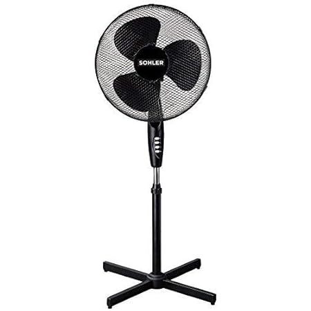 Black 16" Standing Pedestal Stand Fan Adjustable Oscillating Rotating Stay Cool 3 Speed