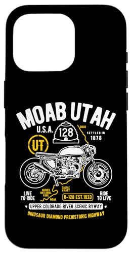 Moab Utah Route U-128 コロラド川 レトロバイクデザイン スマホケース iPhone 16 Pro 用