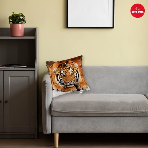 Image of Ultra 12 Inch Cute Royal Tiger Digital Print Cushion Pillow Fully Stuffed Soft Plush Toy for Kids in Multicolour| Animal Toy Birthday | Anniversary | Christmas | Diwali | Home Decor