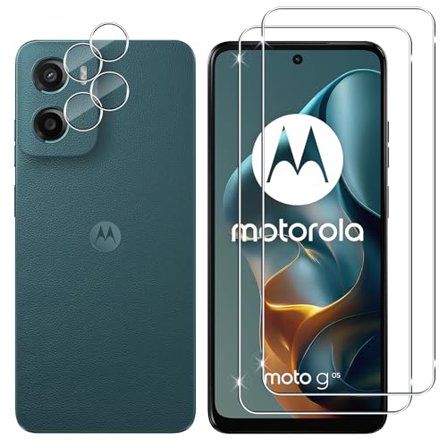 Lutree para Motorola Moto G05 Cristal Templado, 2+2 Piezas Protector de Pantalla + Protector de Lente de Cámara, Dureza 9H HD Vidrio Templado Anti-Arañazos Película Protectora