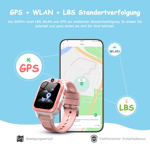 IOWODO Smartwatch Kinder mit GPS und Telefon 4G, Schulmodus, Sprachanruf – Ansicht 3