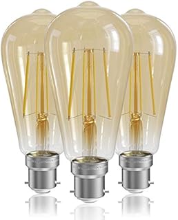 QNINE Bayonet Light Bulb, 6W (60W Equivalent), 600lm, Warm White 2700K, LED Filament Bulb, Non-Dimmable, 3-Pack